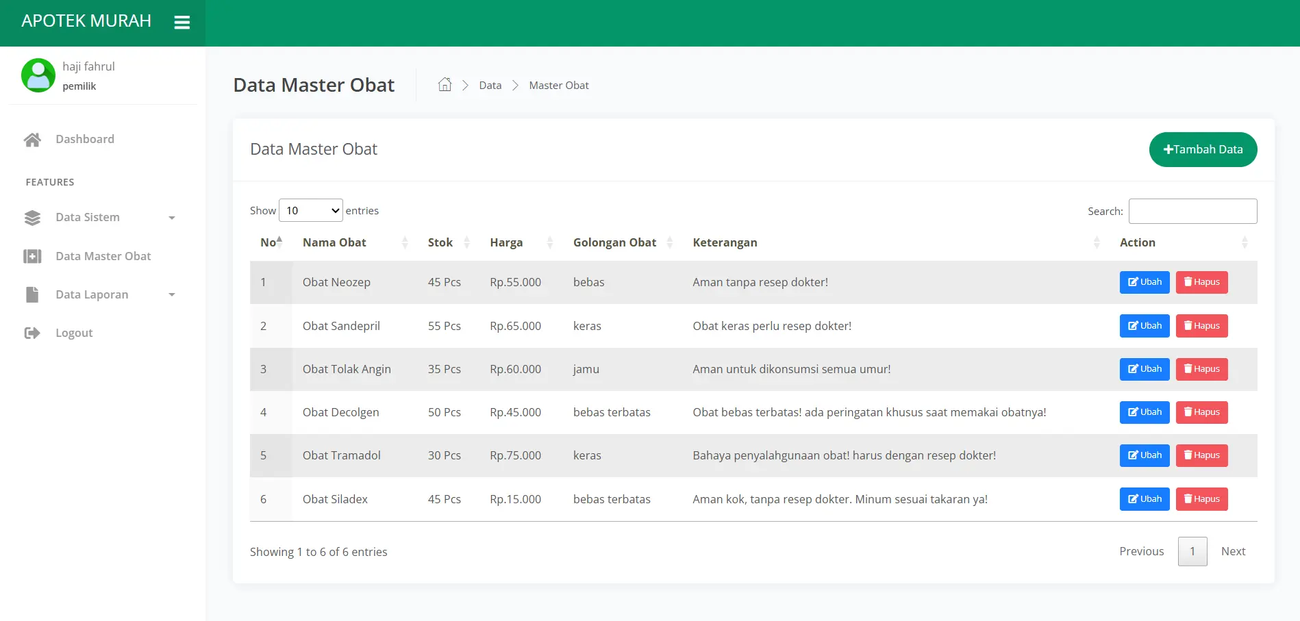 Information System of Medicine Stock Web Based